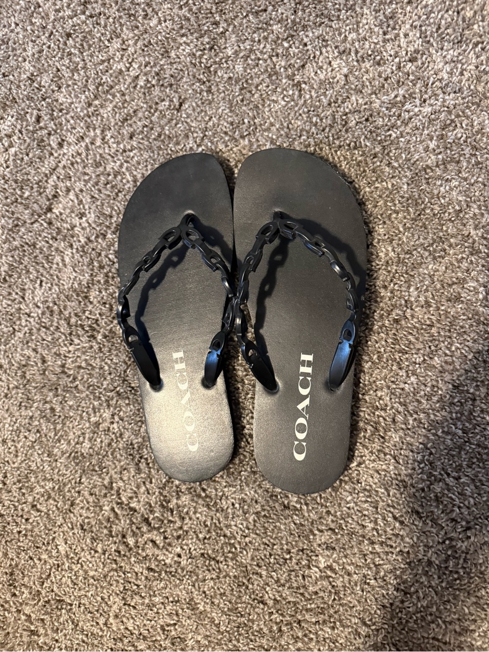 Coach Black Chain-Link Thong Sandals